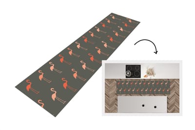 Keukenloper - Loper keuken - Flamingo - Vogel - Patronen - 200x50 cm - Keukenloper vinyl