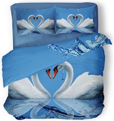 Eleganzzz Dekbedovertrek Iternal Love - blauw - Dekbedovertrek 240x200/220cm - Micropercal - Lits Jumeaux - Dekbedovertrekken - Zwanen Dekbedovertrek
