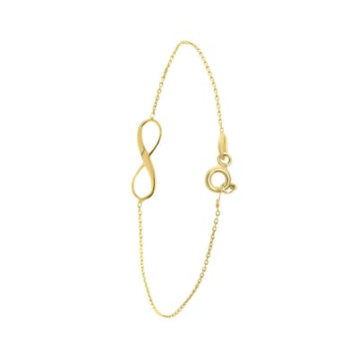 Lucardi Dames Armband met hanger Infinity - 9 karaat - Armband - Cadeau - 19 cm - Geelgoud