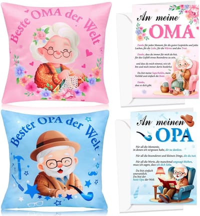 Dailygoods- Kussensloop 45x45 cm - Kussensloop voor Oma - Kussensloop voor Opa - Cadeauset - Zacht Katoen - Sentimentele Kaart - Kussen
