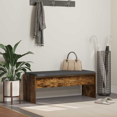vidaXL - Hallenbank - met - kussen - Rook - Eiken - 103 - x - 38 - x - 40 - cm