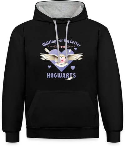 Harry Potter Waiting For My Letter From Hogwarts Contrast Hoodie