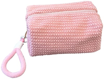 Dailygoods- Make-uptas Pluche Design - Toilettas Dames - Draagbare Wastas - Met Handvat - Ritssluiting - Stijlvolle Weefstructuur