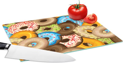 Glazen Snijplank - 28x20 - Donuts - Patronen - Sterren - Snijplanken Glas