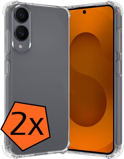 Hoes - 2 Stuks - Geschikt voor Samsung Galaxy S25 Edge - Sterk & Shockproof - Siliconen Case - Back Cover - Telefoon Hoesje Shock Proof - Transparant
