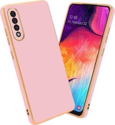 Cadorabo Hoesje geschikt voor Samsung Galaxy A50 4G / A50s / A30s in Glossy Roze - Goud - Beschermhoes Case Cover van flexibel TPU-silicone en met camerabescherming