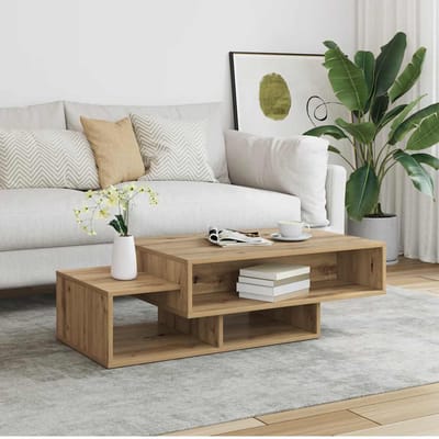 vidaXL - Salontafel - 105x55x32 - cm - bewerkt - hout - artisanaal - eikenkleurig