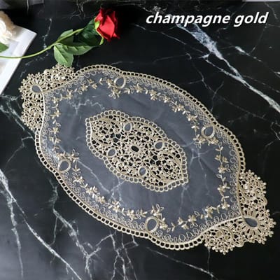 Luxe Ovale Geborduurde Europese Transparante Placemat Tafelmat Hotel Villa Huismeubilair Feest Onderzetter Decoratieve Afdekdoek Oval 29x51cm