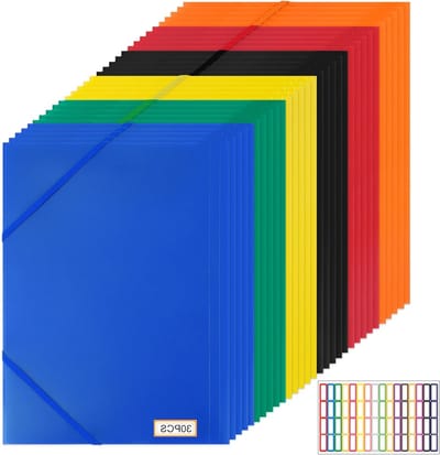Inslagmap A4 met elastiek, lichte documentenmap van PP-kunststof voor vergaderingen en rapporten, 6 kleuren beschikbaar, ideaal voor organisatie en archivering
