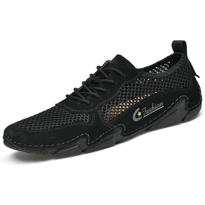 Zomer Echt Leder Heren Casual Sneaker plus Maat Naaien Echt Leder Mesh Schoenen 46