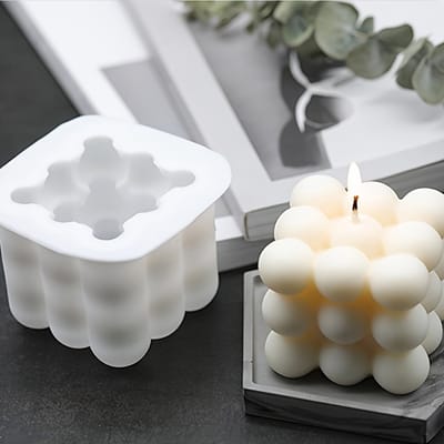 Livé® Siliconen Kaarsenmal L – 3D Kubus & Bolvorm DIY Mal
