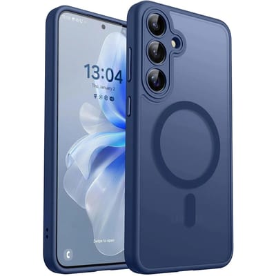 Étui magnétique sans fil translucide mat de luxe pour Samsung Galaxy A16 A36 A26 A06 A55 A35 A25 A15 A05 5G Cover Galaxy A36 bleu