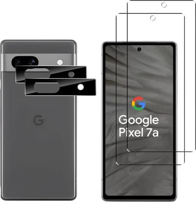 Screenprotector geschikt voor Google Pixel 7A - 2 stuks Beschermglas van glas Transparante glazen schermbeschermfolie + 2 stuks Camera Protector