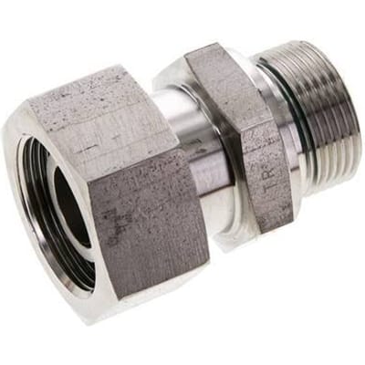 25S & M33x2 RVS Rechte Draaidoorvoer Buitendraad 400bar FKM O-ring en Afdichtconus Verstelbaar ISO 8434-1