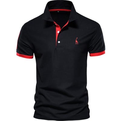 Heren Poloshirt met Borduurwerk van Herten Korte Mouw Judy Mesh Revers T-shirt Plenty S black