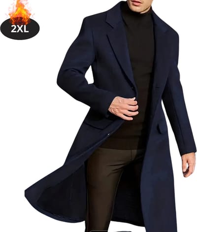 Livano Mantel Heren - Tussenmantel - Jas - Mantelpakje - Trenchcoat - Overjas - Overcoat - Winter - Plus Size - Marineblauw- XXL