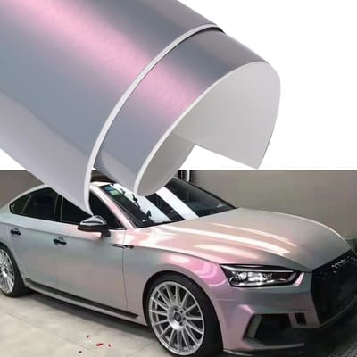 Allecto - Autofolie - Kameleon-effect - Uniek design - Glanzend roze en grijs - Waterdicht - Perfect voor car wrapping - 75 x 152 cm