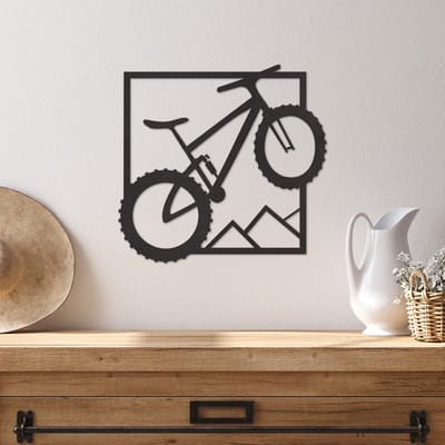 Wanddecoratie Fietsen - Muurdecoratie Mountainbike - Muurdecoratie Hout - Wanddecoratie Hout - Muurdecoratie Woonkamer - Wanddecoratie Woonkamer - Wanddecoratie Industrieel - Wanddecoratie Dieren - Home Decor - Wall Line Art - 30.5 x 29 cm