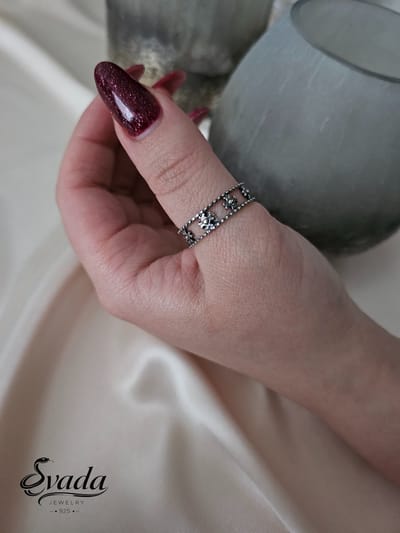 925 Sterling Zilver Kruis Ring - Verstelbare Open Dames Ring - Vintage Design - Handgemaakt - Evada Jewelry