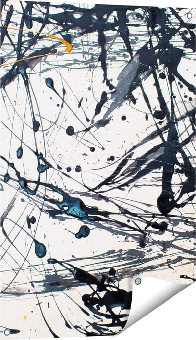 Gards Tuinposter Abstracte Kunst van Zwarte Verf - 60x90 cm - Tuindoek - Tuindecoratie - Wanddecoratie buiten - Tuinschilderij