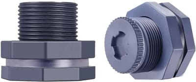 2 Stuks 1 Inch Binnendraad PVC Schot Fitting voor Regentonnen, Aquaria, Watertanks en Vijvers