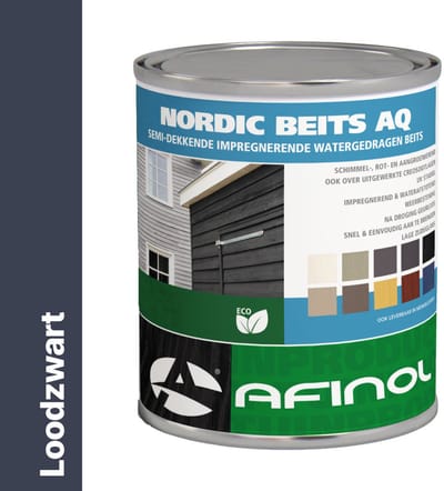 Afinol Nordic Beits AQ Loodzwart 750 ml - Impregnerend - Buiten Beits - Tuin Beits - Scandinavische look - in 11 Populaire Kleuren