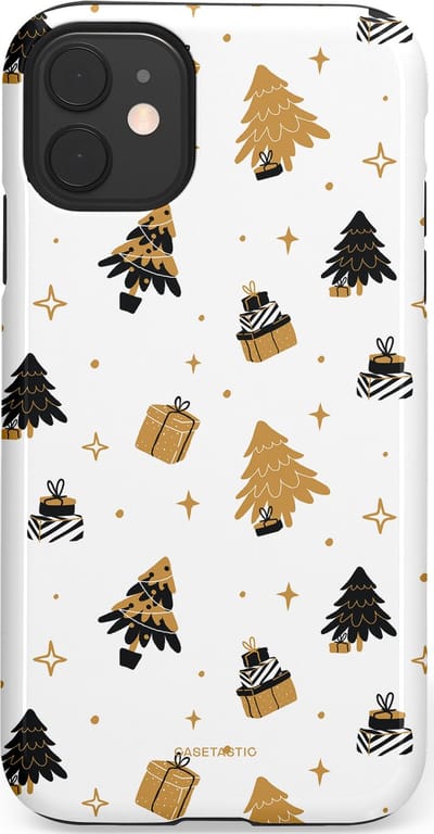 Casetastic hoesje geschikt voor Apple iPhone 11 - Dubbellaagse bescherming - Kerst met Cadeautjes - Fashion Case - Wit Beige Donkergrijs