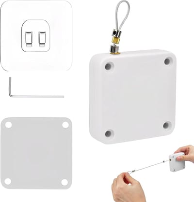 Automatische deursluiter - Zonder boren - Deur sluiten - Verstelbaar kabelslot - 1.2 meter kabel - Wit