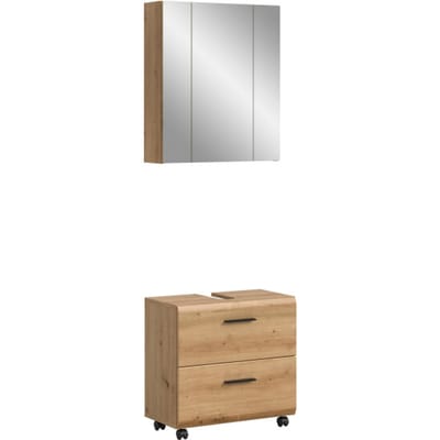 Furnilux Badcombinatie op wielen spiegelkast en wastafelkast artisan oak 60x185 cm