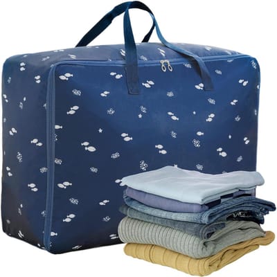 Opbergzak Dekens - Beddengoed Organizer - Ruimtebesparend Opbergen - Vouwbaar Ontwerp - 55x33x20cm - Marine vis
