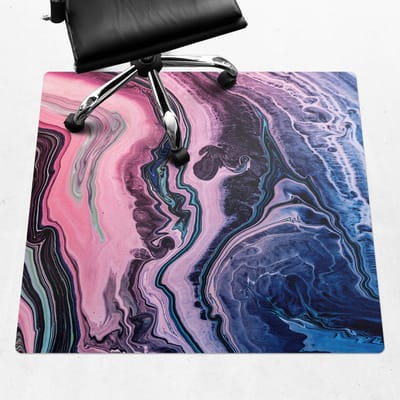 Wallfluent - Vloerbeschermer Abstracte Golven - 100x100 cm - Roze Bureaustoel Vloerbeschermer - Vierkant - Mótif Vloerbeschermer-Stoel Mat-Kantoordecoraties - Organisch marmerpatroon