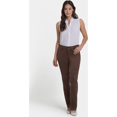 Marilyn Rechte Broek in Stretch Nepleer | Koffieboon