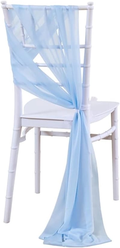Set van 10 Stoelhoezen voor Bruiloften van Chiffon met Sierstrik - Decoratieve Hoezen voor Ceremonies en Feesten