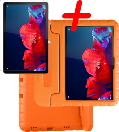 Hoesje Geschikt voor Lenovo Tab P11 Plus - Met Screenprotector - Kinderhoes Shockproof Bumper - Kidsproof Case - Tablet Hoes - Kinder Hoes Cover - Oranje