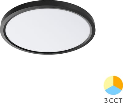 JADE - LED Plafondlamp - Keuken / Woonkamer Ø23 - 20W - CCT Aanpasbare kleuren 3000K- 4000K-6000K - Mat Zwart - Opbouw - Rond - IP20
