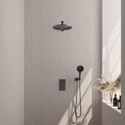 Brauer Gunmetal Edition Thermostatische Regendoucheset Inbouw - Hoofddouche 30 cm - Rechte Wandarm - 3 Weg - Handdouche 3 Standen - Doucheslang - Wandaansluitbocht - Gunmetal