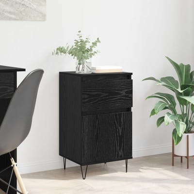 vidaXL - Dressoir - Zwart - eiken - 35 - x - 40 - x - 70 - cm - Bewerkt - hout
