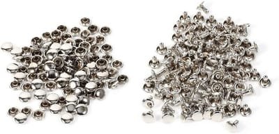 100 Sets Dubbele Kappen Rivets voor Leerbewerking, 8 x 8mm Metaal Studs voor Decoratie en Reparatie