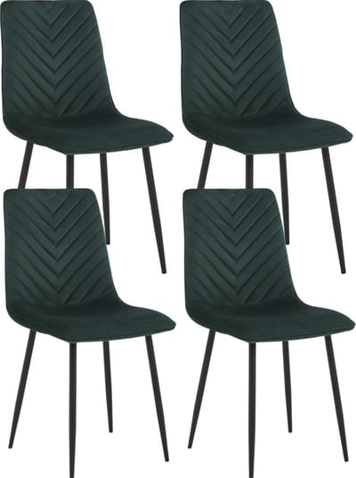 Colenis® - Senny Eetkamerstoel - Set Van 4 - Groen - Fluweel - Industrieel - Eetkamerstoelen