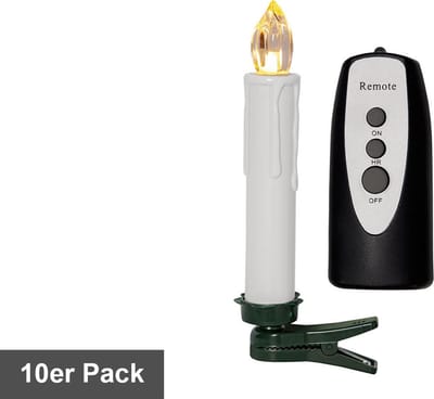 Star Trading Draadloze LED-kerstkaarsen 'John' met afstandsbediening, 10 stuks, op batterijen, timer, wit, H 13 cm