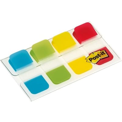 Post-it index Strong, ft 15,8 x 38,1 mm, blister met 4 kleuren, 10 tabs per kleur