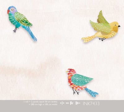 INGK - Kate & Andy - Behang - Fun Birds (sand)