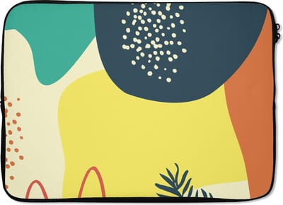 Laptophoes 14 inch - Zomer - Vormen - Abstract - Laptop sleeve - Binnenmaat 33x23 cm - Zwarte achterkant
