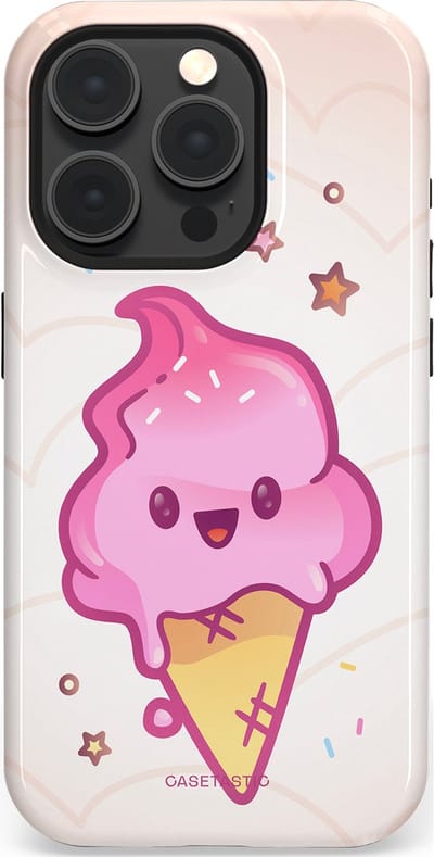 Casetastic Hoesje Geschikt voor Apple iPhone 15 Pro Magsafe - Stijlvolle Beschermende Duo-layer Case - Roze Kawaii Dessert