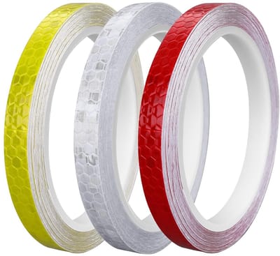 3 Rollen Reflecterende Tape, Zelfklevend 10 mm x 8 m, Waterdichte Reflector Stickers, Veiligheids Tape voor Fietsen, Helmen en Motoren
