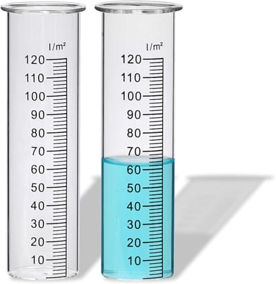 Reserveglazen voor regenmeter - 2 stuks, meetglas met schaal in l/m²