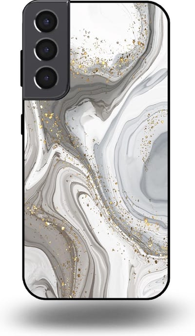 Smartphonica Telefoonhoesje geschikt voor Samsung Galaxy S22 Plus met marmer opdruk - TPU backcover case marble design - Zilver geschikt voor Samsung Galaxy S22 Plus