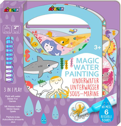 Avenir Magisch Waterschilderen: BOOK / ONDER WATER 21,7x2x22,7cm, 6  herbruikbare pagina's met 3-in-1 play, 3+