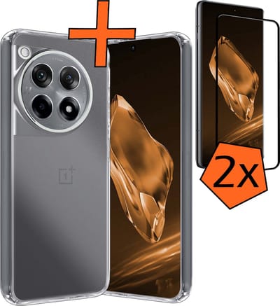 Hoes - Met 2x Screenprotector - Geschikt voor OnePlus 12R - Sterk & Shockproof - Back Cover - Siliconen Case - Telefoon Hoes - Transparant