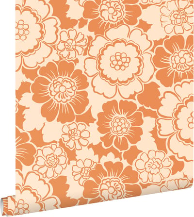 ESTAhome behang retro bloemen oranje - 50 x 900 cm - 131524